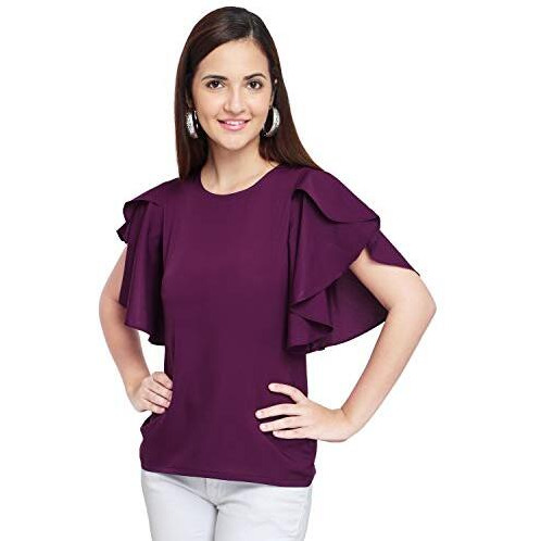 Oomph Women's Crepe Tunic Top - Eggplant Purple