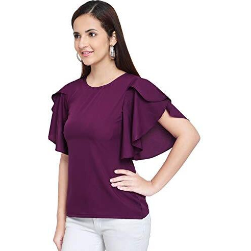 Oomph Women's Crepe Tunic Top - Eggplant Purple