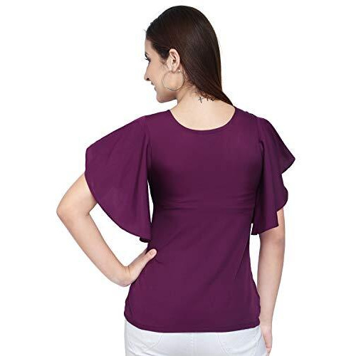Oomph Women's Crepe Tunic Top - Eggplant Purple