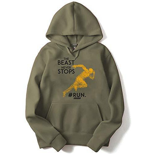 Adro Men's Cotton Hooded Hoodie (H-B-Sto-Ol_Olive_L)