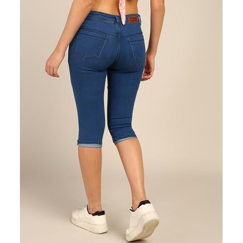Nifty Women's Denim Stretchable Slim Fit Capris (Cpri_Pln_Bta_28_Bata_28)