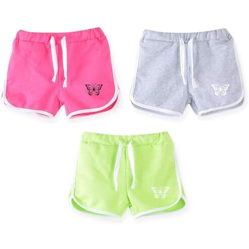 Kyda Kids Girls Cotton Plain Regular Fit Shorts - Multicolor (Pack Of 3)
