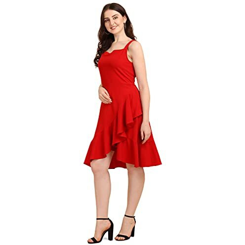 Oomph Women's Western & Fusion Wear Dresses For Women Red - Md337
