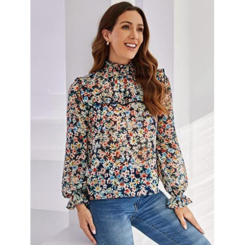 Leriya Fashion Women's Casual Top Shirts Print T-Shirts Basic Summer Women Tops (Multi-Blue_Large) (Medium, Multi)