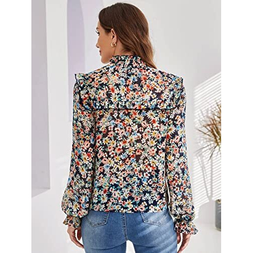 Leriya Fashion Women's Casual Top Shirts Print T-Shirts Basic Summer Women Tops (Multi-Blue_Large) (Small, Multi)
