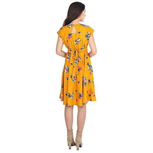 Lookmark Women's Knee Length Dress (Sd101-Mustard-Xl)