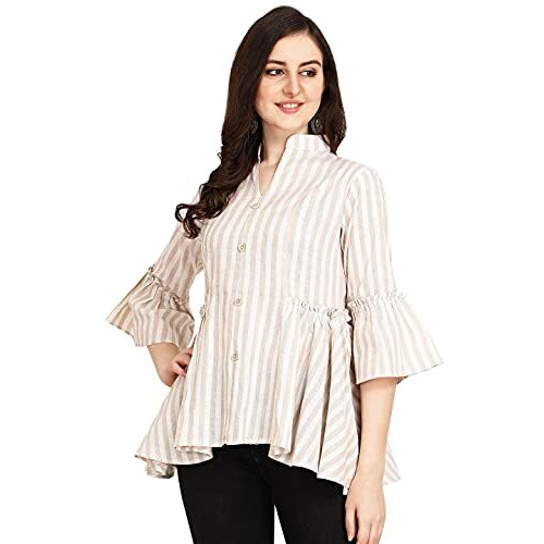 Leriya Fashion Women's Rayon Sparkle Lining Tops Shimmer Glitter Loose Collor Long Butterfly Sleeve Party Tunic Dressy Tops (Small, Cofee)