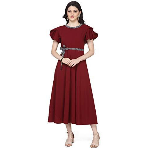 Oomph Women's Crepe A-Line Maxi Dress - Carob Brown