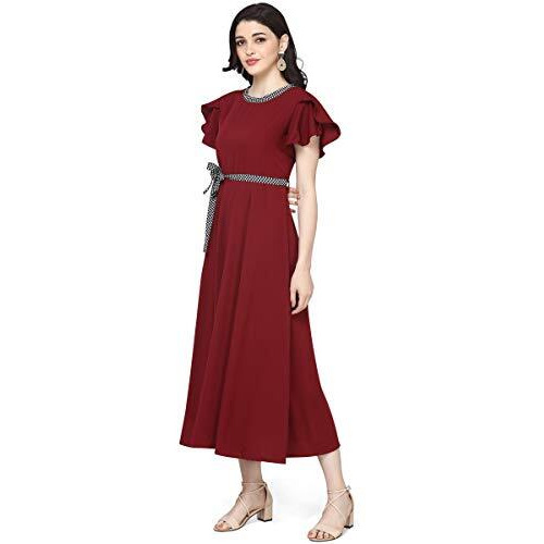 Oomph Women's Crepe A-Line Maxi Dress - Carob Brown