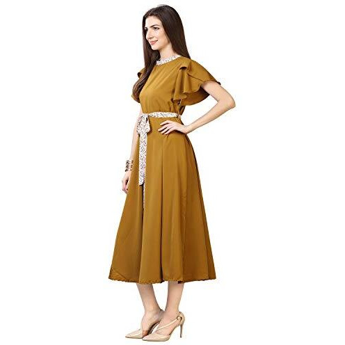 Oomph Women's Western & Fusion Wear Midi Dresses For Women, Beach, Green - Md64
