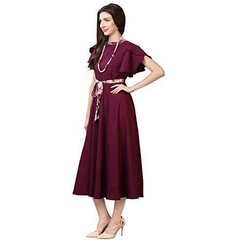 Oomph Women's Western & Fusion Wear Midi Dresses For Women, Beach, Purple - Md69