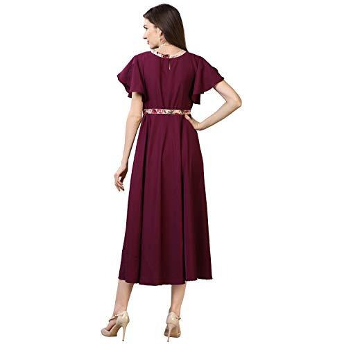 Oomph Women's Western & Fusion Wear Midi Dresses For Women, Beach, Purple - Md69