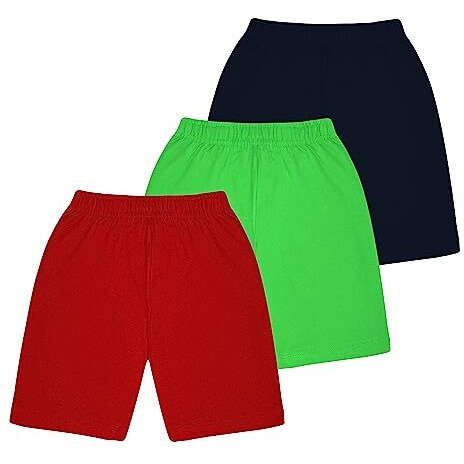 Kyda Kids Cotton Printed Pocket Bow Shorts For Girls - Regular Fit Girls Shorts With Elastic Waist Multicolored (Pack Of 3)