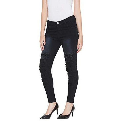 Nifty Women's Denim Stretchable Slim Fit Jeans (1246, Black, 28)