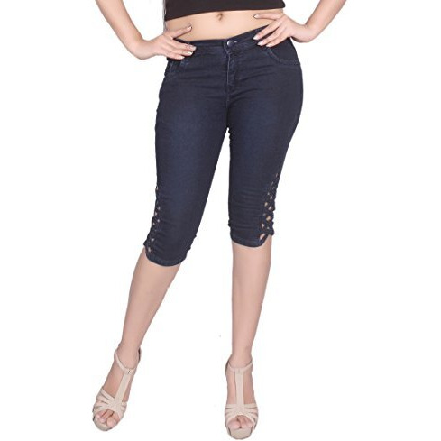 Nifty Women's Slim Fit Capris (1301, Blue, 28)