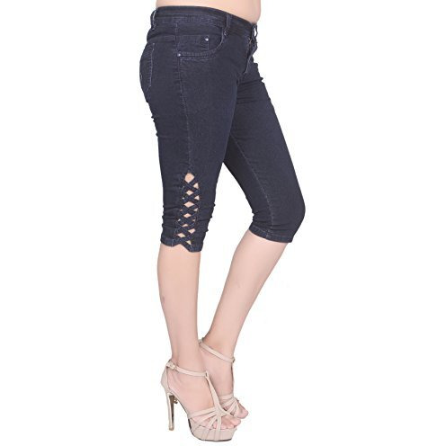 Nifty Women's Slim Fit Capris (1301, Blue, 28)