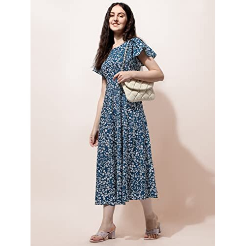 Oomph Women's Western & Fusion Wear Midi Dresses For Women, Beach, Green - Md517