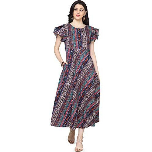 Oomph Women's Crepe A-Line Maxi Dress - Multi Multicolour
