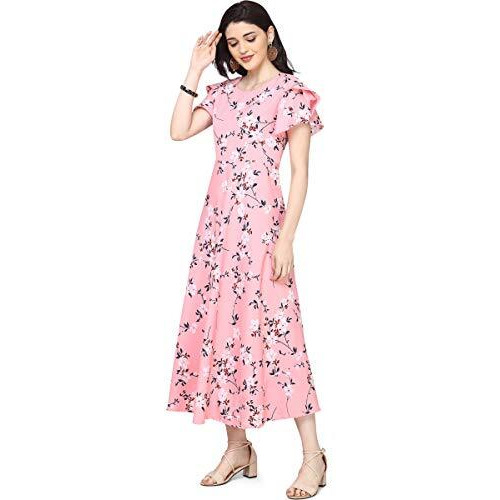 Oomph Women's Crepe A-Line Maxi Dress - Rose Pink