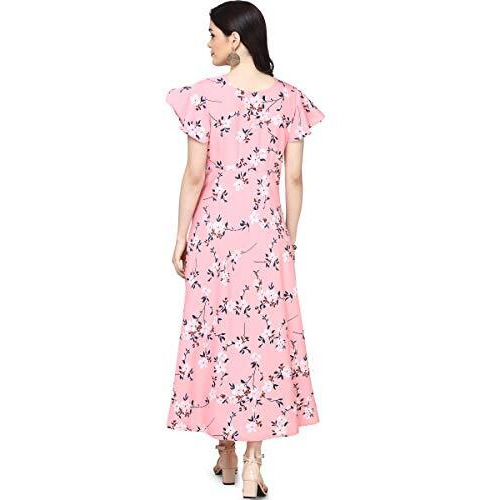 Oomph Women's Crepe A-Line Maxi Dress - Rose Pink