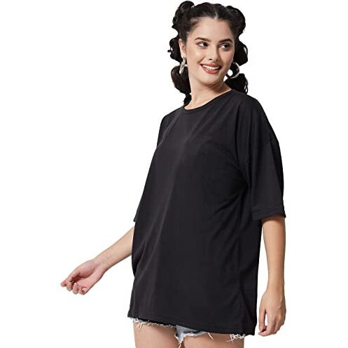 Kotty Womens Printed Cotton Blend Jade Black Tshirts (Jade Black,30)