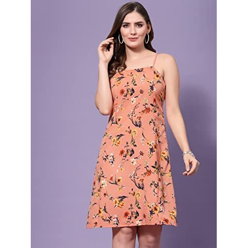Oomph Women's Western & Fusion Wear Dresses For Women, Orange - Md593
