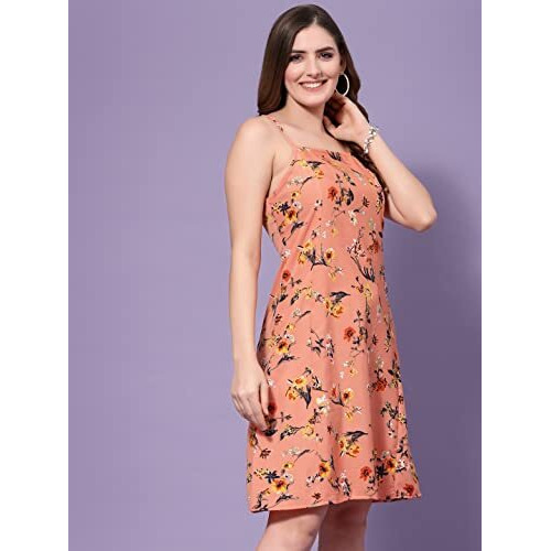Oomph Women's Western & Fusion Wear Dresses For Women, Orange - Md593