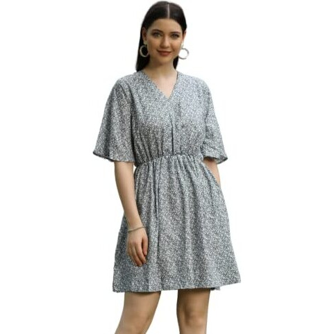Dhruvi Trendz Womens Slub Rayon Women Western Dresses Regular Fit A-Line (Dupli-D-Wd-1021_Green_M)