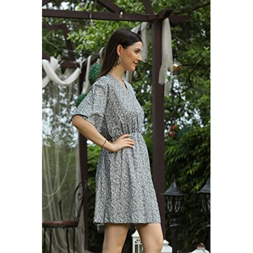 Dhruvi Trendz Womens Slub Rayon Women Western Dresses Regular Fit A-Line (Dupli-D-Wd-1021_Green_M)