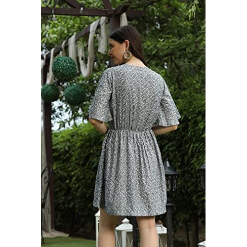 Dhruvi Trendz Womens Slub Rayon Women Western Dresses Regular Fit A-Line (Dupli-D-Wd-1021_Green_S)