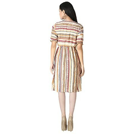 Leriya Fashion One Piece Dress For Women| Midi Dress For Women| Birthday Dress For Women (Large, Cream)