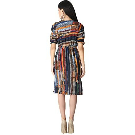 Leriya Fashion One Piece Dress For Women| Midi Dress For Women| Birthday Dress For Women (Large, Multi) Multicolour