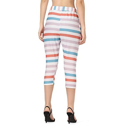 Leriya Fashion Women's Calf Length Capri Cropped Leggings Cotton Lycra Fabric Slim Fit 3/4Th | Pants (Small, White)