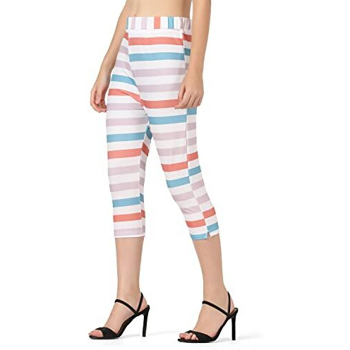 Leriya Fashion Women's Calf Length Capri Cropped Leggings Cotton Lycra Fabric Slim Fit 3/4Th | Pants (Small, White)