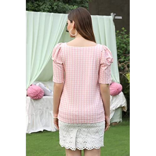 Dhruvi Trendz Women Cotton Lycra Top For Women Regular Fit Regular (Dt-W1535_Orange_M)