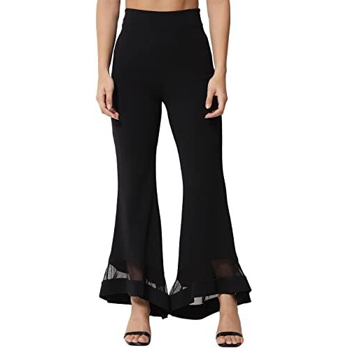 Kotty Women Regular Length Jet Black Solid Trousers(Jet Black,32)