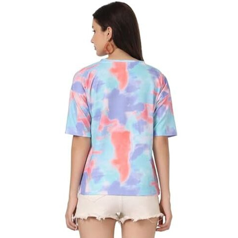 Dhruvi Trendz Women's Rayon Casual Regular Top (Dt-W1554) Sky Blue-Purple M