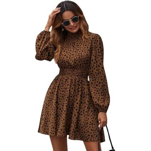 Dhruvi Trendz Womens Delta Rayon Women Western Dresses Regular Fit A-Line (Dt-Wd1042_Brown_S)