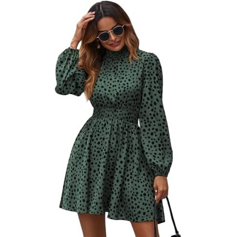 Dhruvi Trendz Womens Delta Rayon Women Western Dresses Regular Fit A-Line (Dt-Wd1043_Green_L)