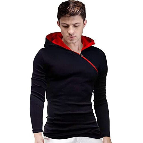 Eyebogler Regular Fit Men's Cotton T-Shirt (Xxl-T2-Blrd, Black-Red, Xx-Large)