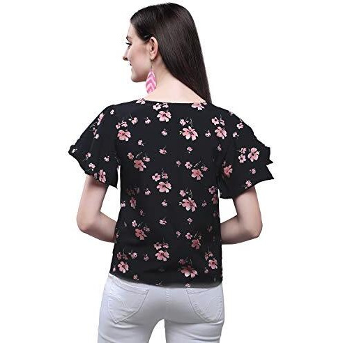 Oomph Women's Crepe Tunic Top - Charcoal Black