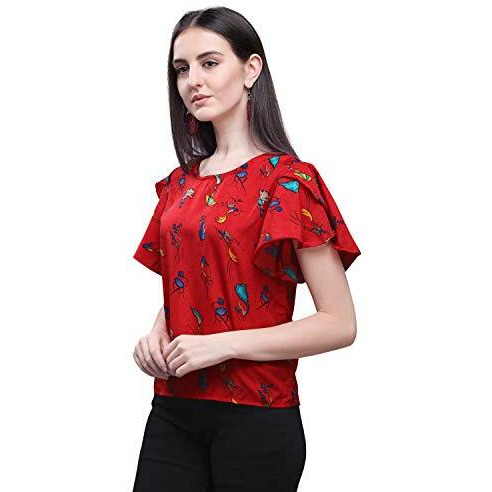 Oomph Womens Crepe Tunic Top (Mt195M_Crimson Red Medium)