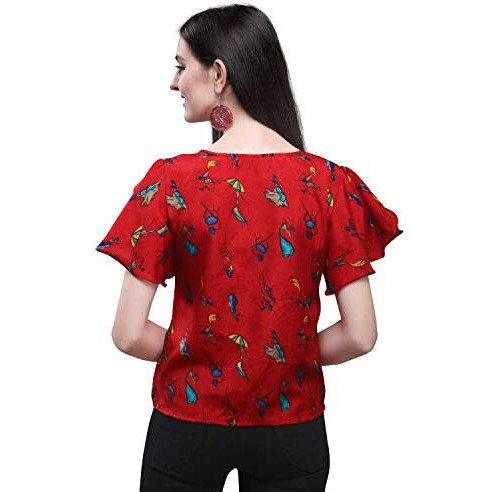 Oomph Womens Crepe Tunic Top (Mt195M_Crimson Red Medium)