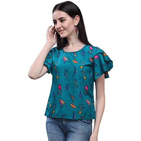 Oomph Women's Crepe Tunic Top - Ocean Blue