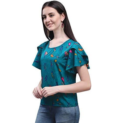 Oomph Women's Crepe Tunic Top - Ocean Blue