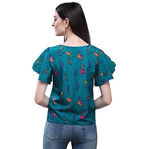 Oomph Women's Crepe Tunic Top - Ocean Blue