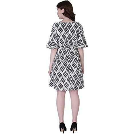Dhruvi Trendz Womens Rayon Women Western Dresses Regular Fit Dt-Wd1067 (Dt-Wd1070_White_L)