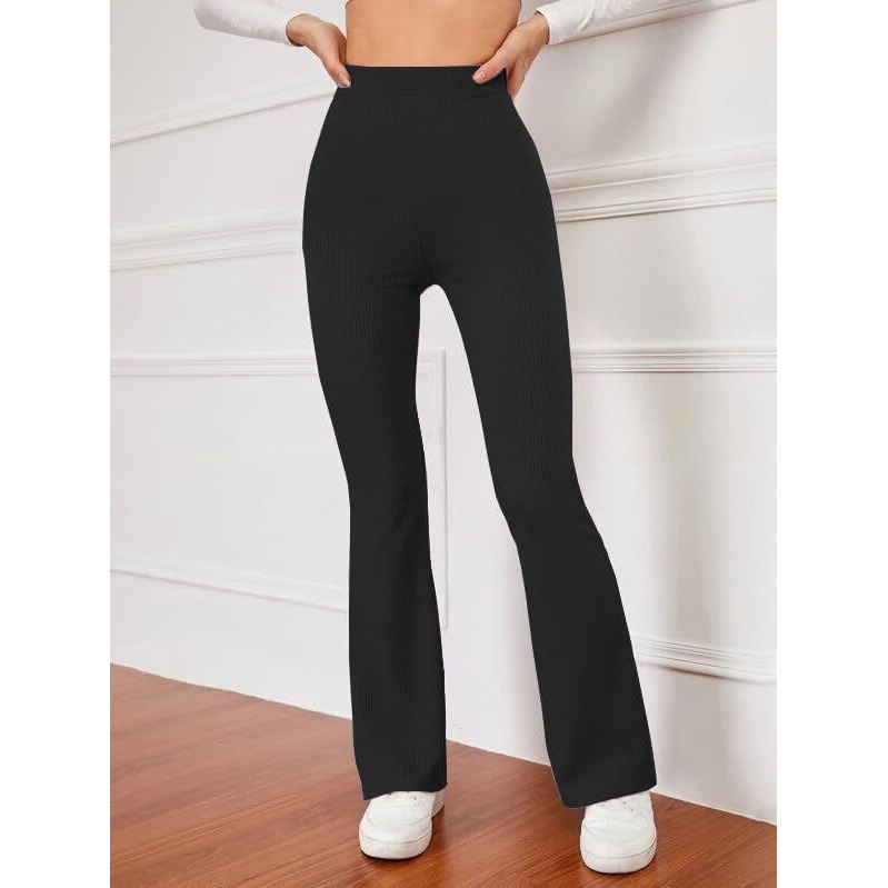 Dhruvi Trendz Womens Lycre Ribbed Trouser Pants Regular Fit Formal Trousers (Dt-Tr774_Black_Xl) | Rise Style Low Rise