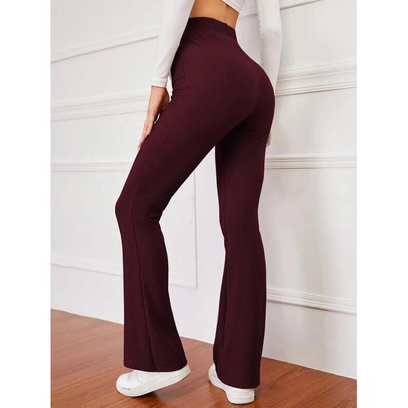 Om Sai Latest Creation Women's Western Ribbed Stretchable Trousers For Women || Casual Wear Jogging Wear || Sweatpants || Lightweight Wear. (Medium, Maroon)