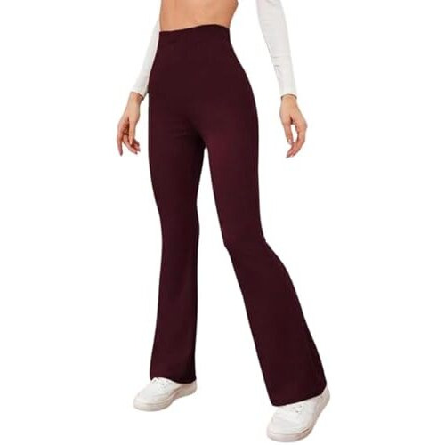 Leriya Fashion Women's Western Ribbed Stretchable Trousers For Women || Casual Wear Jogging Wear || Sweatpants || Lightweight Wear. (X-Large, Maroon)